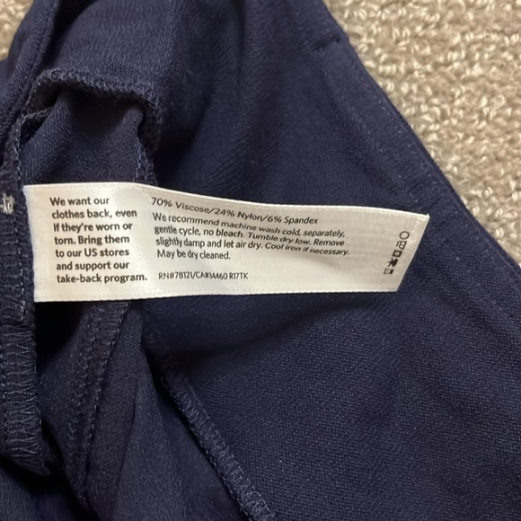 Eileen Fisher Navy Pant Elastic Waistband Pant with Side Slits Size S - Picture 10 of 11